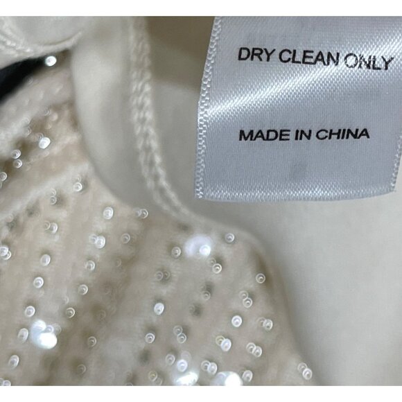 The Native One Cowl Neck Mini Dress Cream Sequin S Small Stretch - Picture 7 of 10